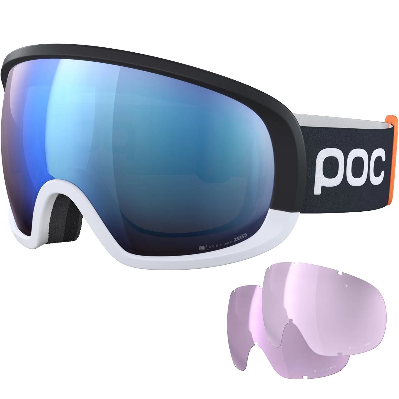 POC Fovea Clarity Comp+ Ura Black/hydro White/spektris Blue + 2 Lenti Di Riserva 3 POC Fovea Clarity Comp+ Ura Black/hydro White/spektris Blue + 2 Lenti Di Riserva